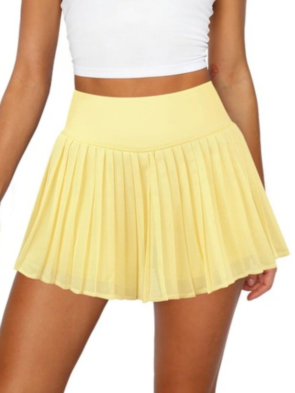 OTOS Athletic High Waist Pleated Skirt /Skort Tennis Build Shorts Yellow Various